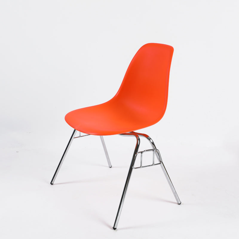 Stackable Armless Dining Chairs Solid Back Side Chairs with Metal Legs