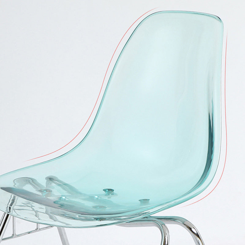 Stackable Armless Dining Chairs Solid Back Side Chairs with Metal Legs