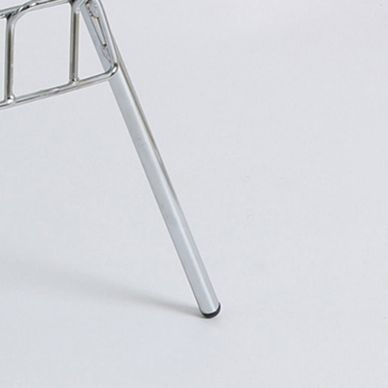 Stackable Armless Dining Chairs Solid Back Side Chairs with Metal Legs