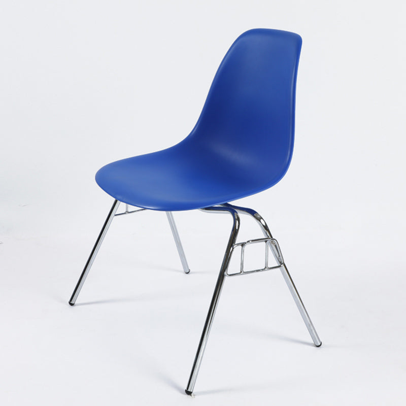 Stackable Armless Dining Chairs Solid Back Side Chairs with Metal Legs