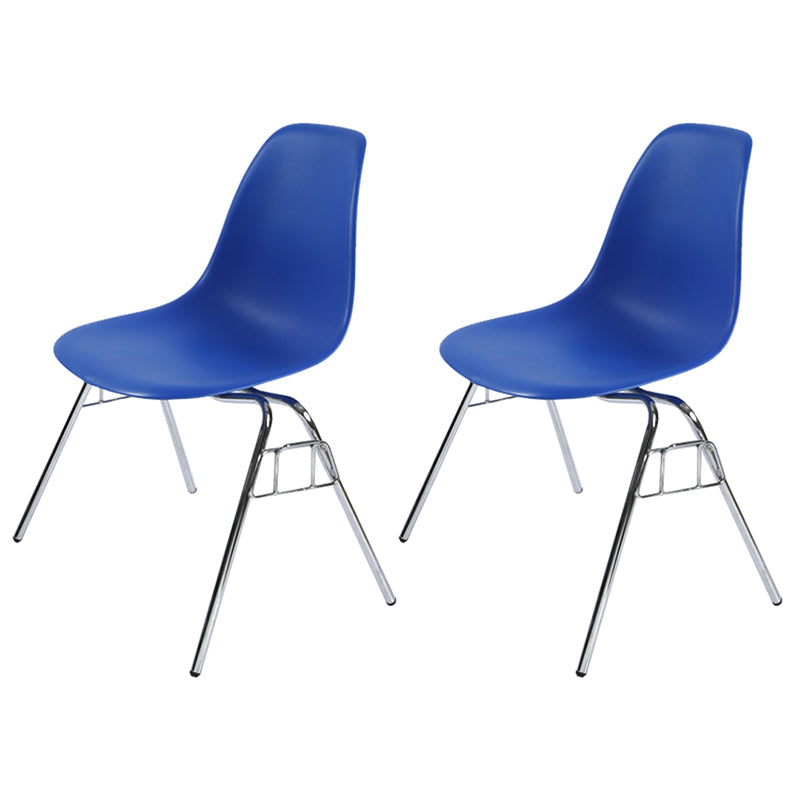 Stackable Armless Dining Chairs Solid Back Side Chairs with Metal Legs