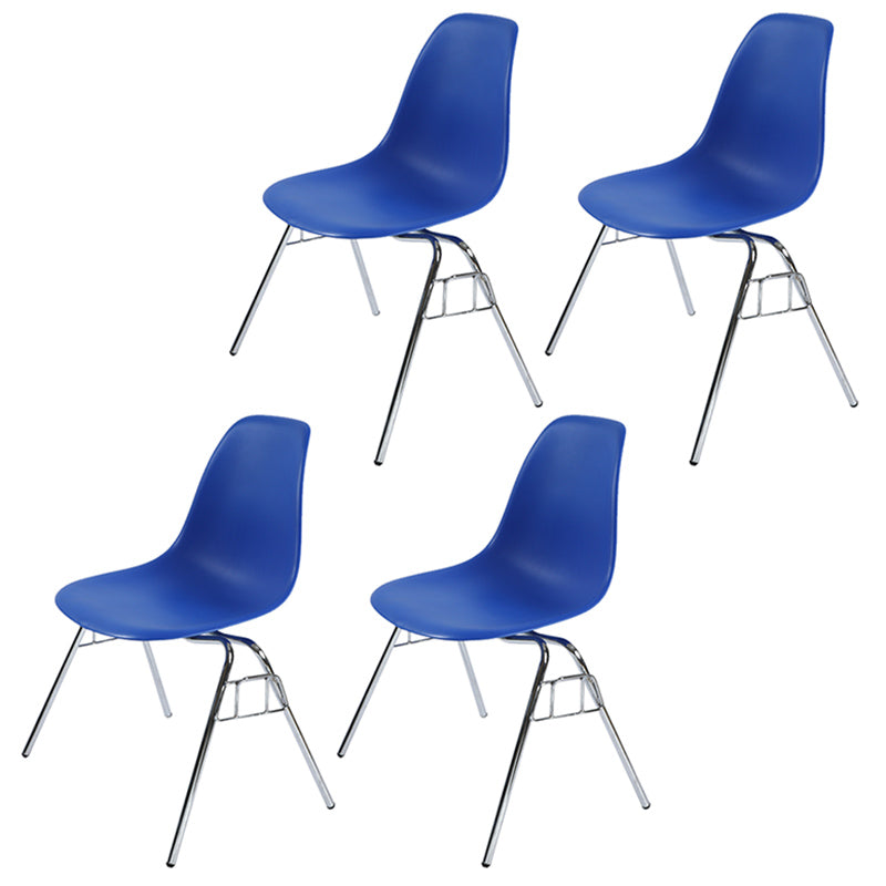 Stackable Armless Dining Chairs Solid Back Side Chairs with Metal Legs