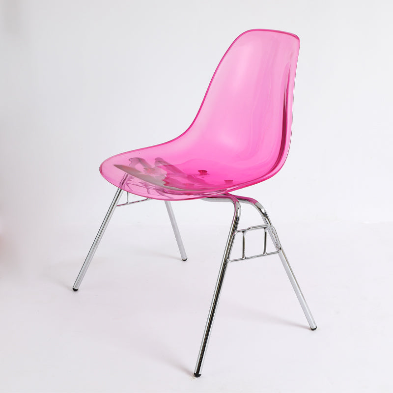 Stackable Armless Dining Chairs Solid Back Side Chairs with Metal Legs