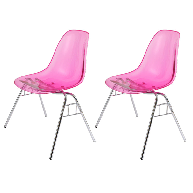 Stackable Armless Dining Chairs Solid Back Side Chairs with Metal Legs