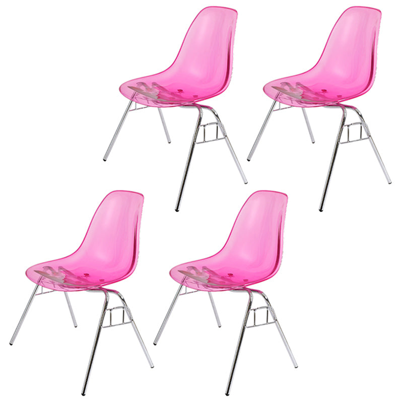 Stackable Armless Dining Chairs Solid Back Side Chairs with Metal Legs
