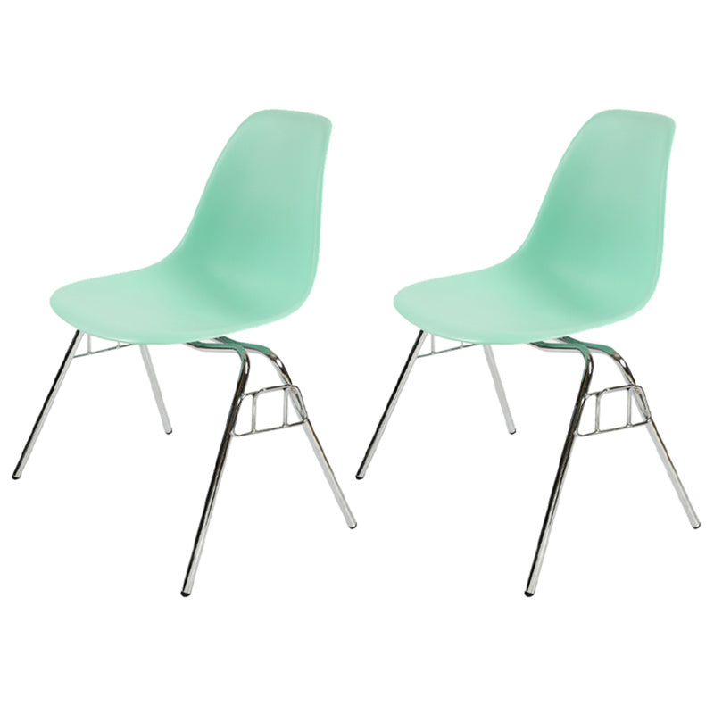 Stackable Armless Dining Chairs Solid Back Side Chairs with Metal Legs