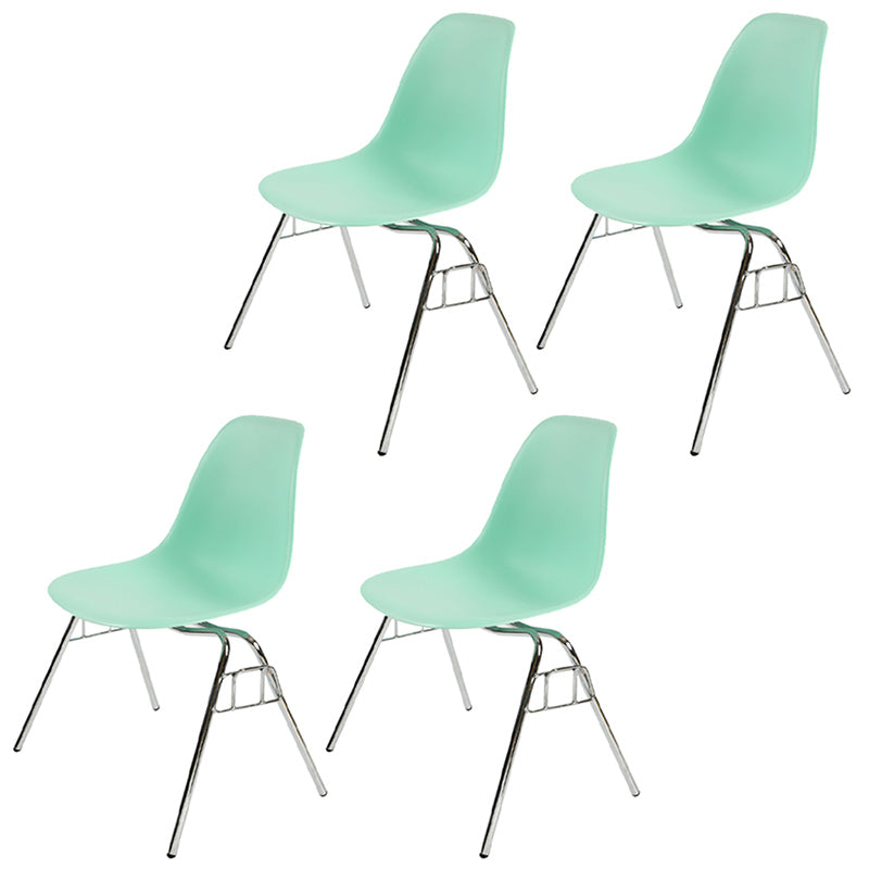 Stackable Armless Dining Chairs Solid Back Side Chairs with Metal Legs