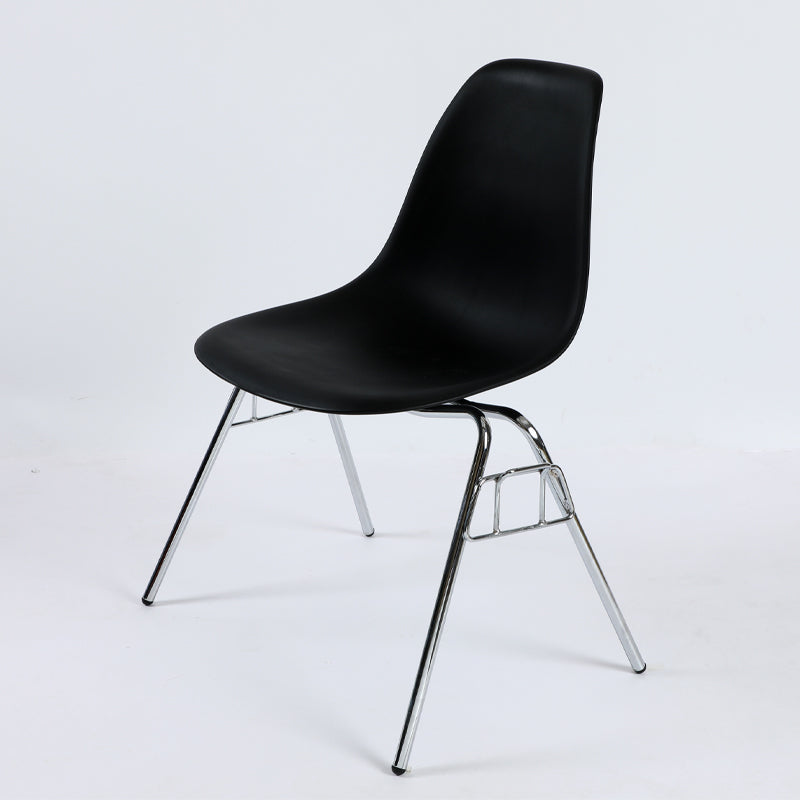 Stackable Armless Dining Chairs Solid Back Side Chairs with Metal Legs