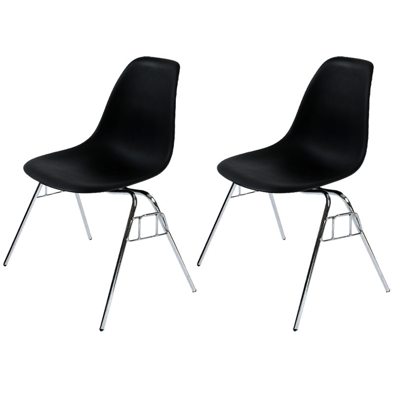 Stackable Armless Dining Chairs Solid Back Side Chairs with Metal Legs
