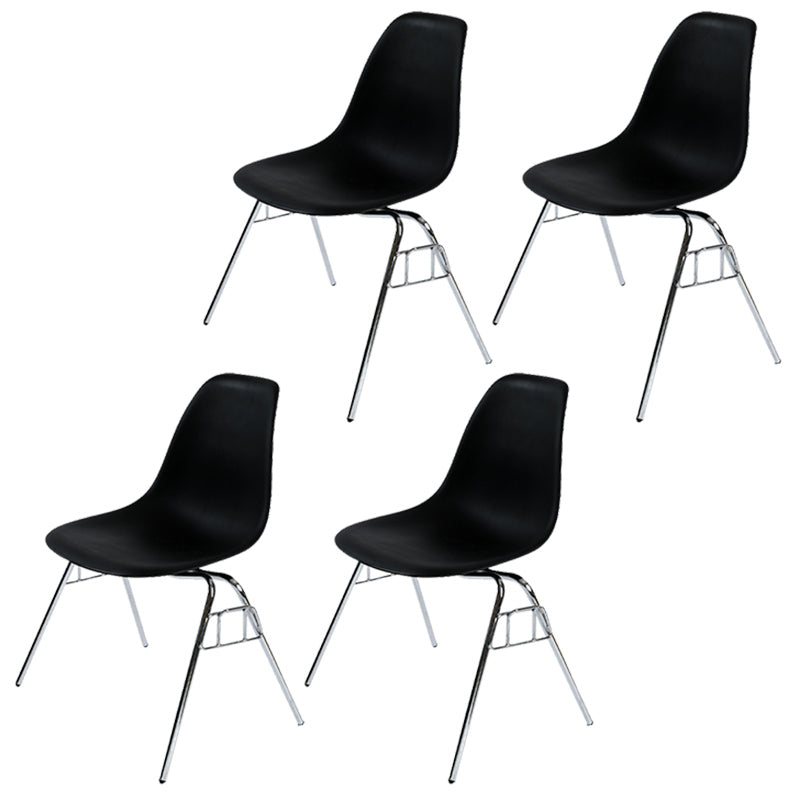 Stackable Armless Dining Chairs Solid Back Side Chairs with Metal Legs