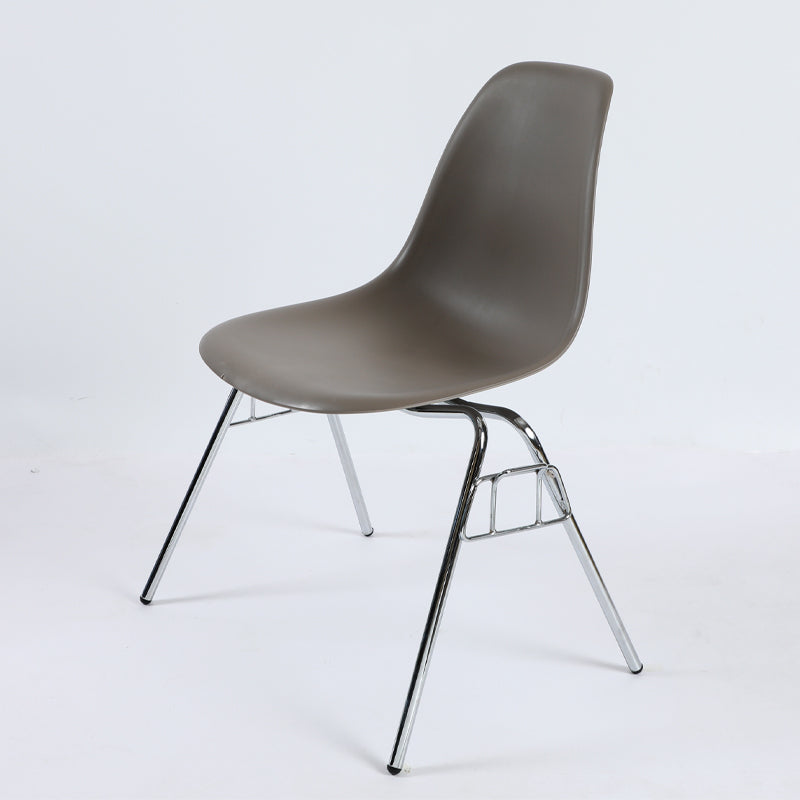 Stackable Armless Dining Chairs Solid Back Side Chairs with Metal Legs