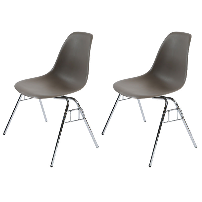 Stackable Armless Dining Chairs Solid Back Side Chairs with Metal Legs