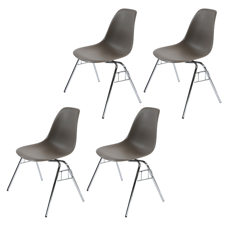 Stackable Armless Dining Chairs Solid Back Side Chairs with Metal Legs