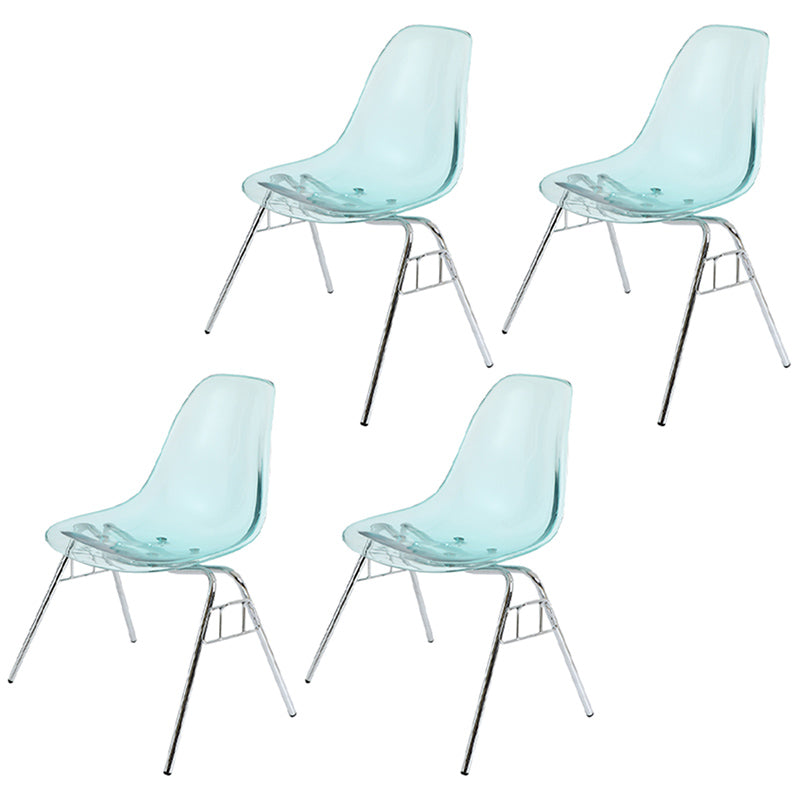 Stackable Armless Dining Chairs Solid Back Side Chairs with Metal Legs