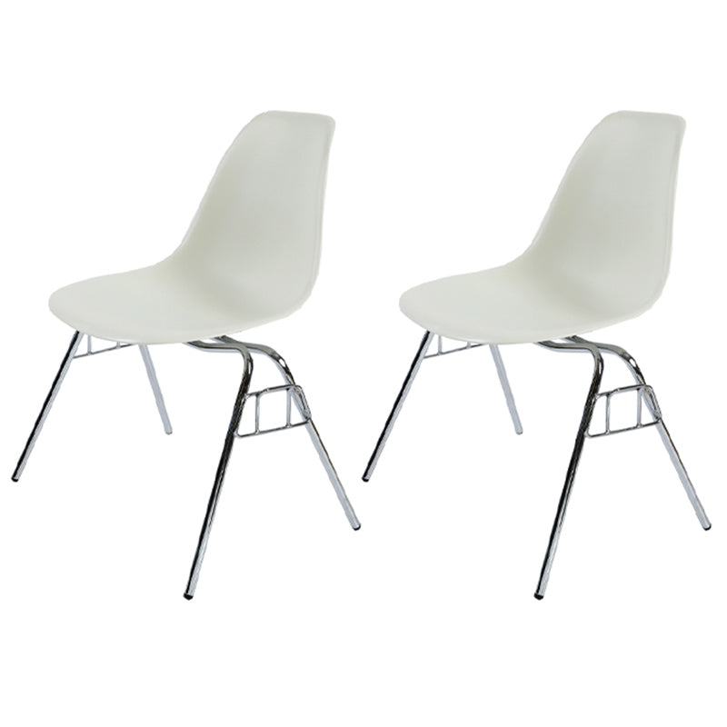 Stackable Armless Dining Chairs Solid Back Side Chairs with Metal Legs