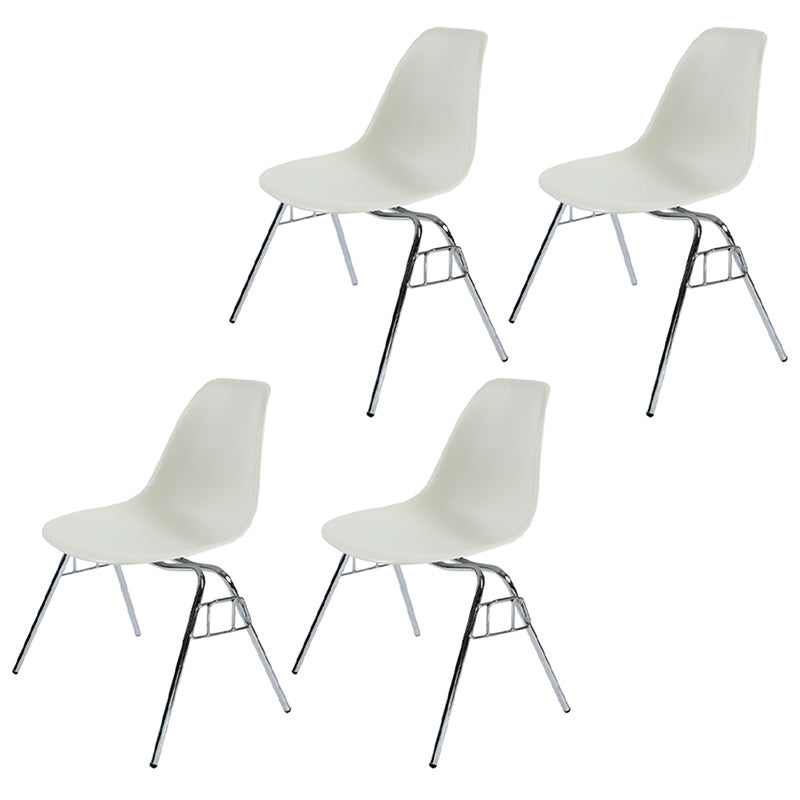 Stackable Armless Dining Chairs Solid Back Side Chairs with Metal Legs