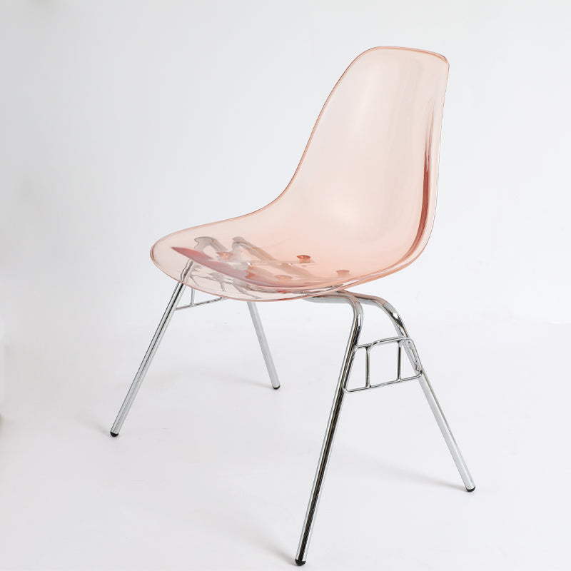 Stackable Armless Dining Chairs Solid Back Side Chairs with Metal Legs