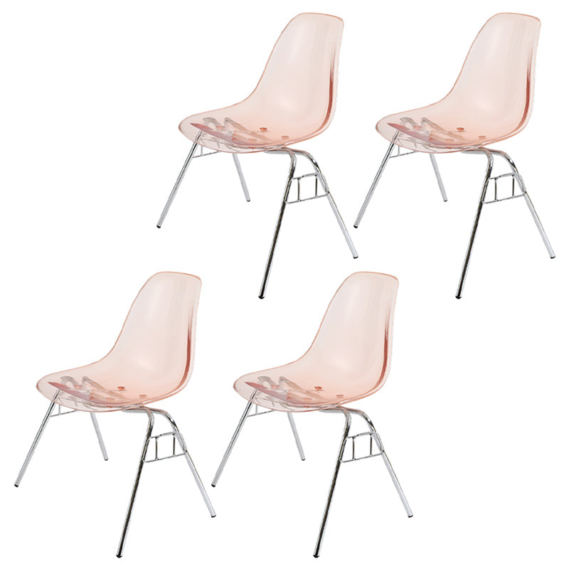 Stackable Armless Dining Chairs Solid Back Side Chairs with Metal Legs