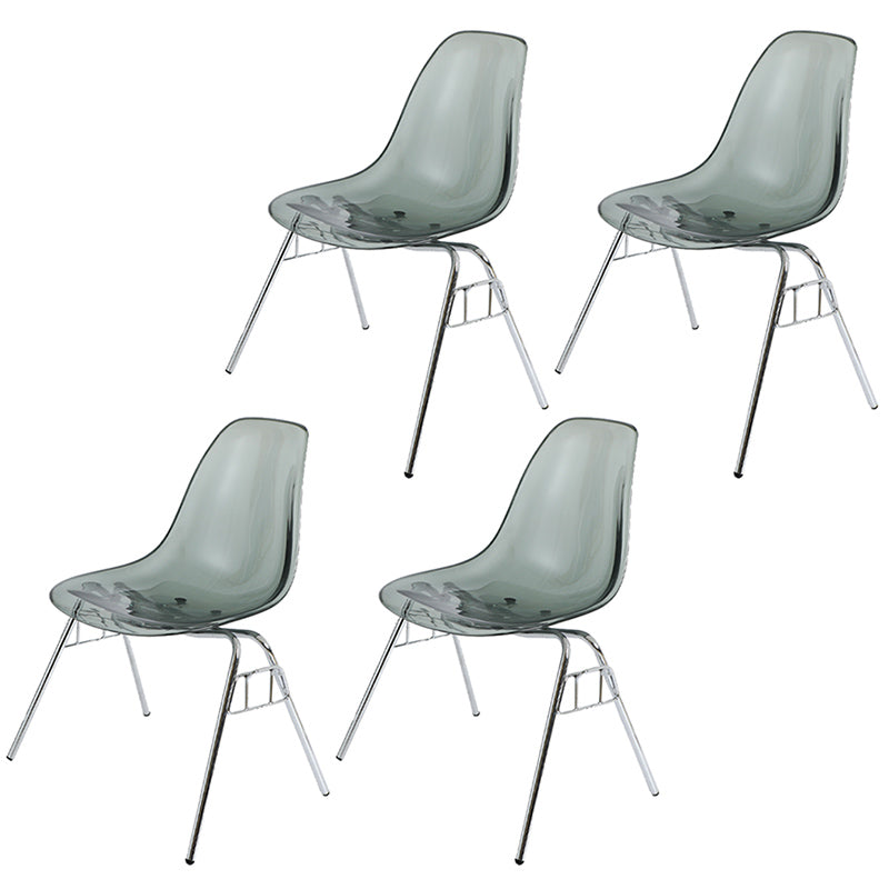 Stackable Armless Dining Chairs Solid Back Side Chairs with Metal Legs