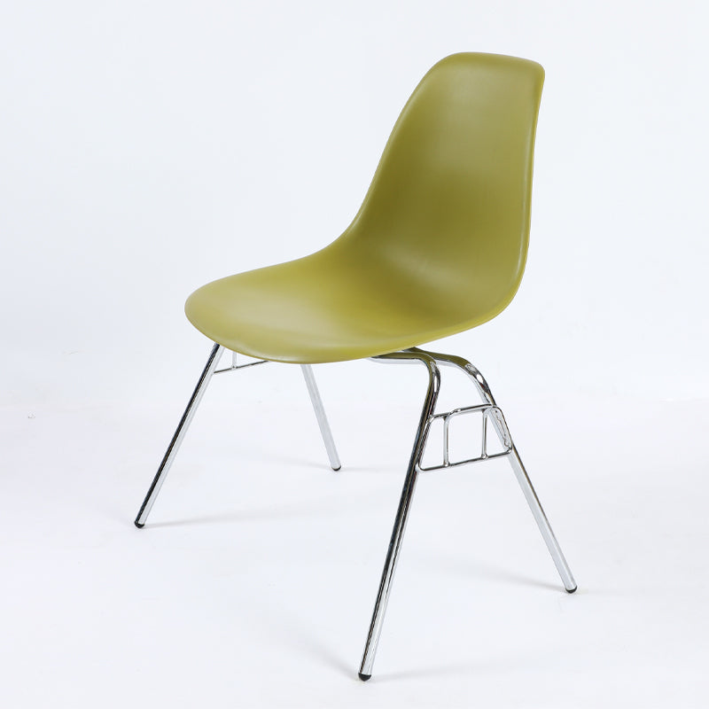 Stackable Armless Dining Chairs Solid Back Side Chairs with Metal Legs