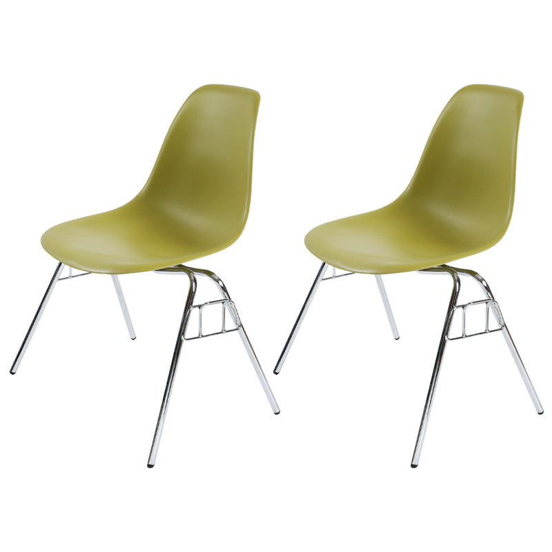 Stackable Armless Dining Chairs Solid Back Side Chairs with Metal Legs