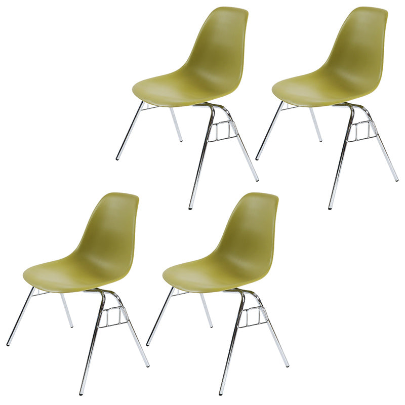 Stackable Armless Dining Chairs Solid Back Side Chairs with Metal Legs