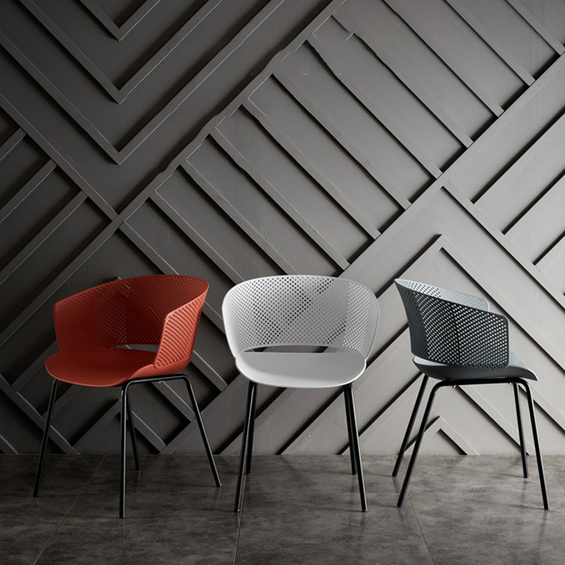 Eigentijdse stijl plastic eetwarmeloze stoel open rug eetkamerstoel voor huis