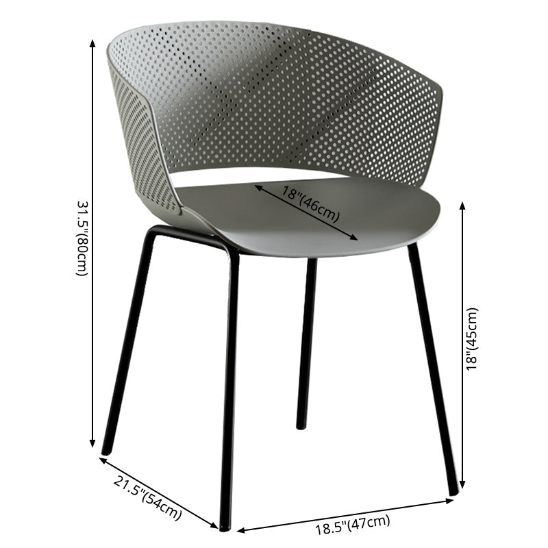Eigentijdse stijl plastic eetwarmeloze stoel open rug eetkamerstoel voor huis