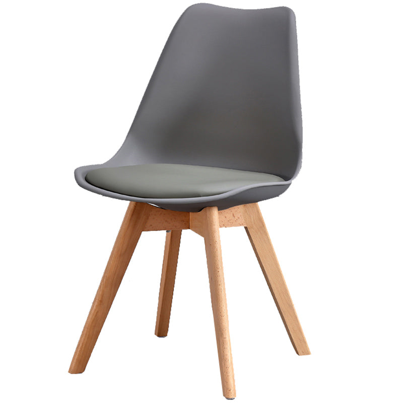 Upholstered Armless Dining Chairs Solid Back Side Chairs with Wood Legs