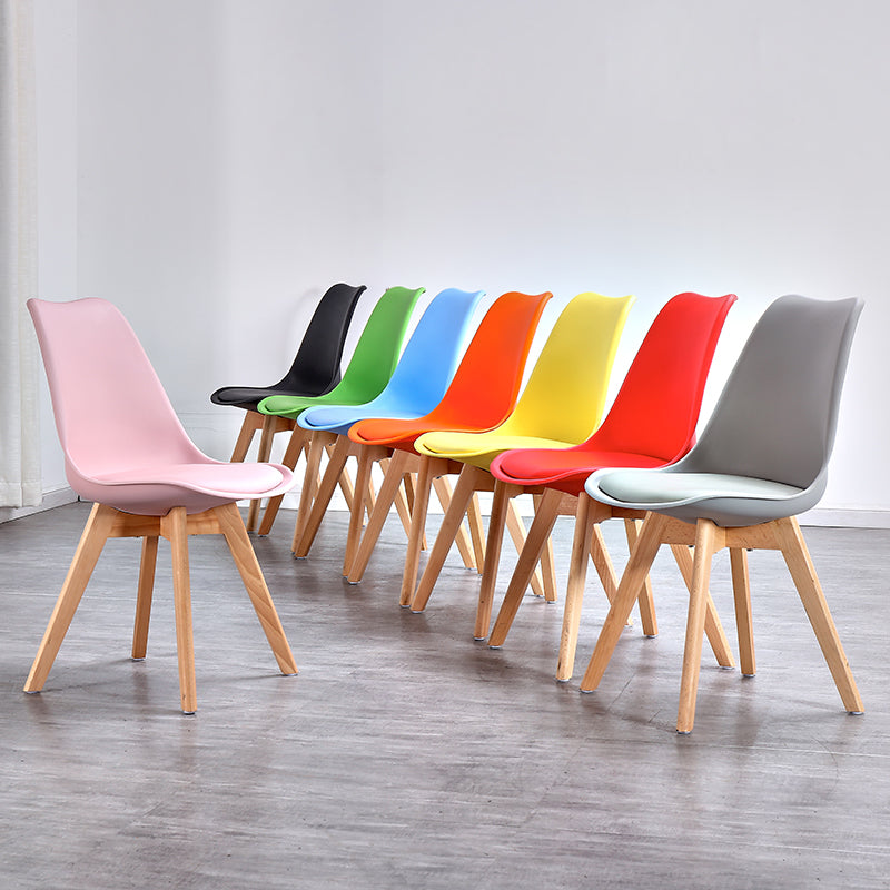 Upholstered Armless Dining Chairs Solid Back Side Chairs with Wood Legs
