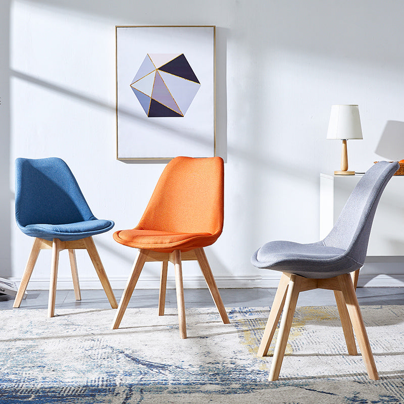 Upholstered Armless Dining Chairs Solid Back Side Chairs with Wood Legs