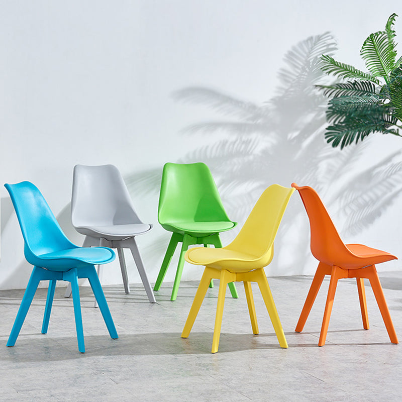 Upholstered Armless Dining Chairs Solid Back Side Chairs with Wood Legs