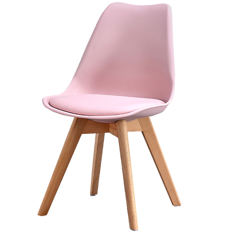 Upholstered Armless Dining Chairs Solid Back Side Chairs with Wood Legs