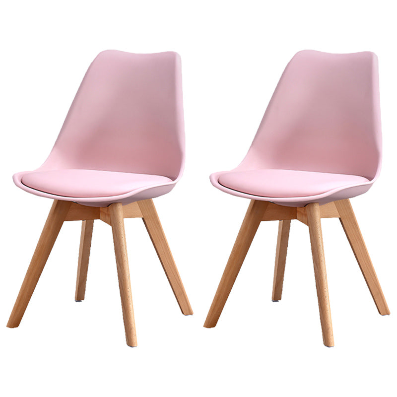 Upholstered Armless Dining Chairs Solid Back Side Chairs with Wood Legs