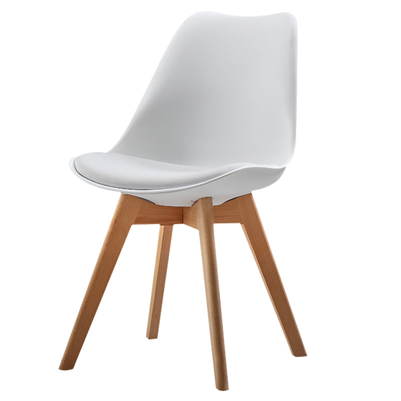 Upholstered Armless Dining Chairs Solid Back Side Chairs with Wood Legs