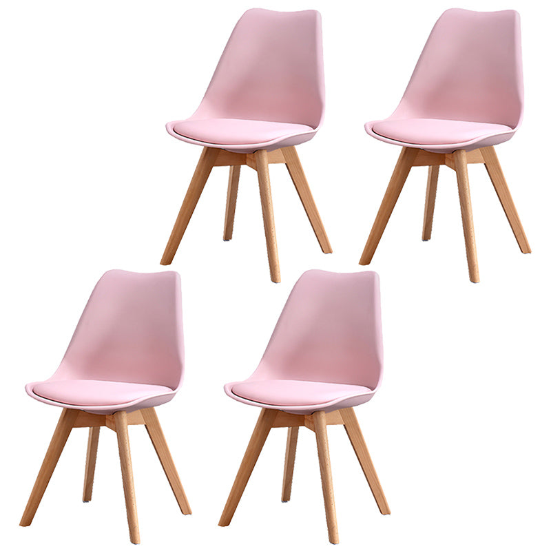 Upholstered Armless Dining Chairs Solid Back Side Chairs with Wood Legs