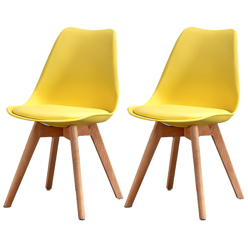 Upholstered Armless Dining Chairs Solid Back Side Chairs with Wood Legs