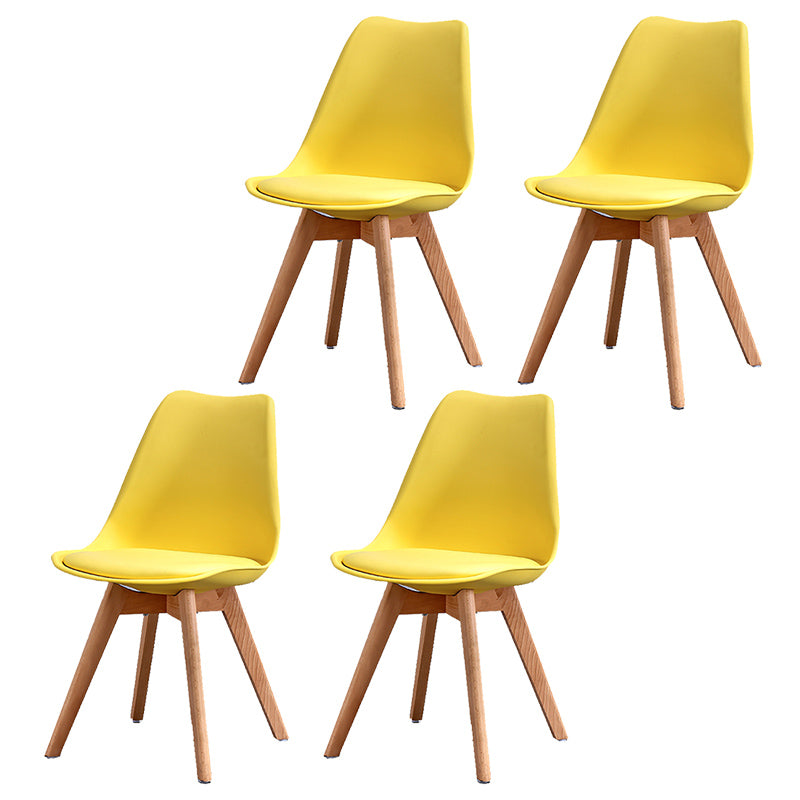 Upholstered Armless Dining Chairs Solid Back Side Chairs with Wood Legs