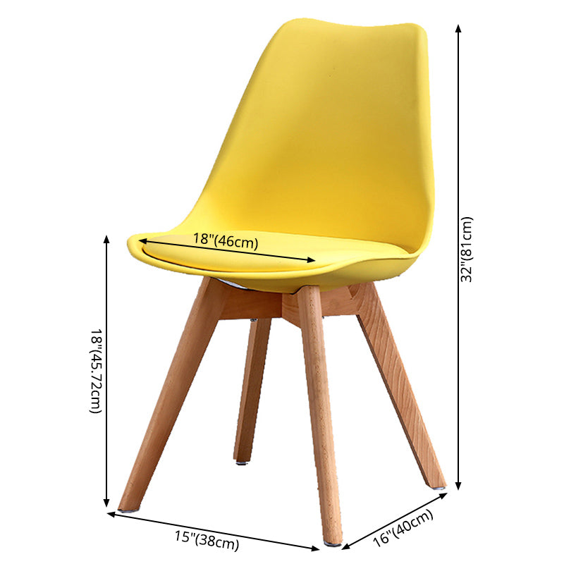 Upholstered Armless Dining Chairs Solid Back Side Chairs with Wood Legs