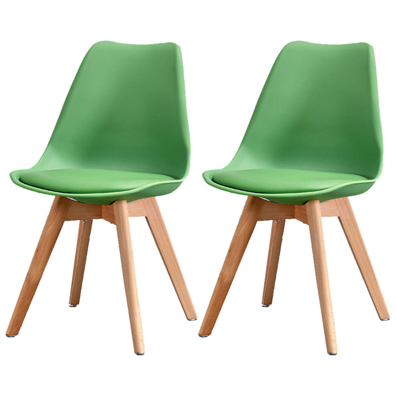 Upholstered Armless Dining Chairs Solid Back Side Chairs with Wood Legs