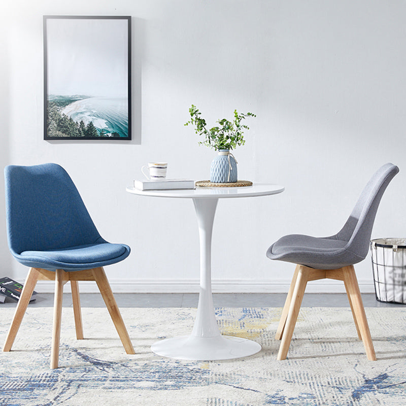 Upholstered Armless Dining Chairs Solid Back Side Chairs with Wood Legs