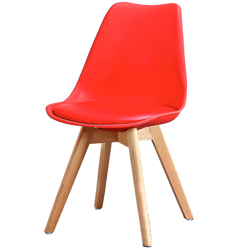 Upholstered Armless Dining Chairs Solid Back Side Chairs with Wood Legs