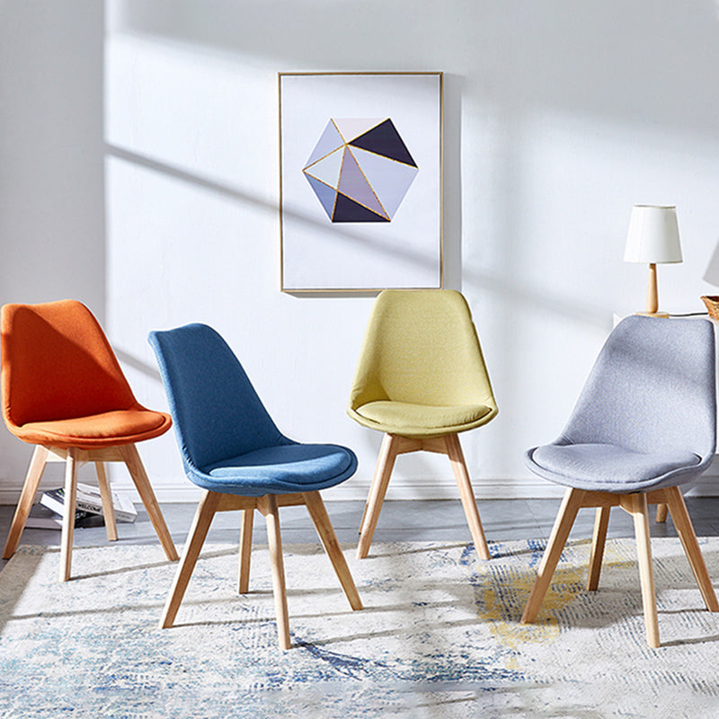 Upholstered Armless Dining Chairs Solid Back Side Chairs with Wood Legs