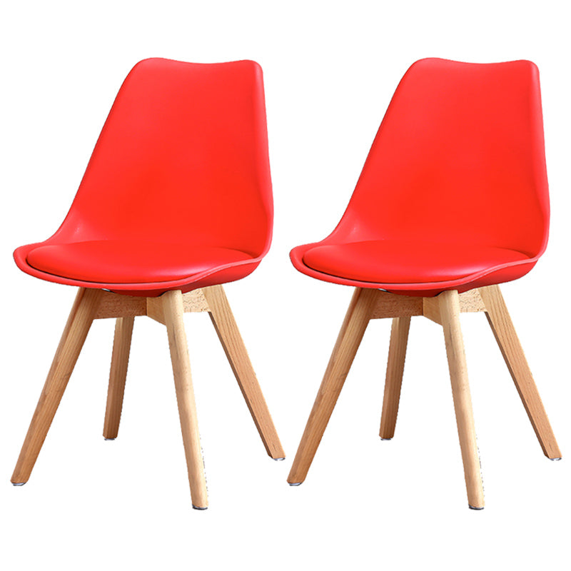 Upholstered Armless Dining Chairs Solid Back Side Chairs with Wood Legs