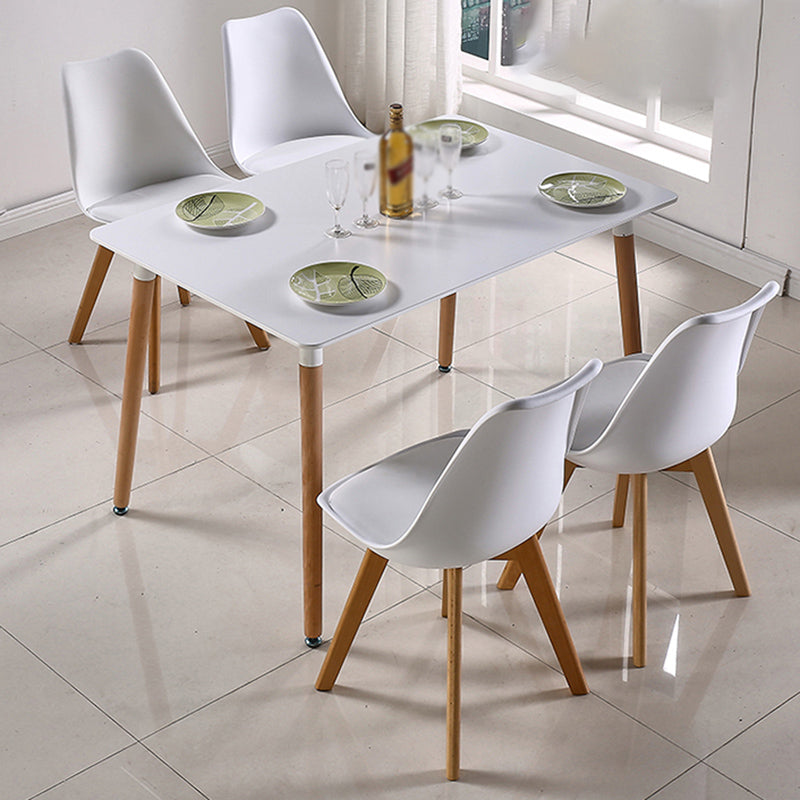 Upholstered Armless Dining Chairs Solid Back Side Chairs with Wood Legs
