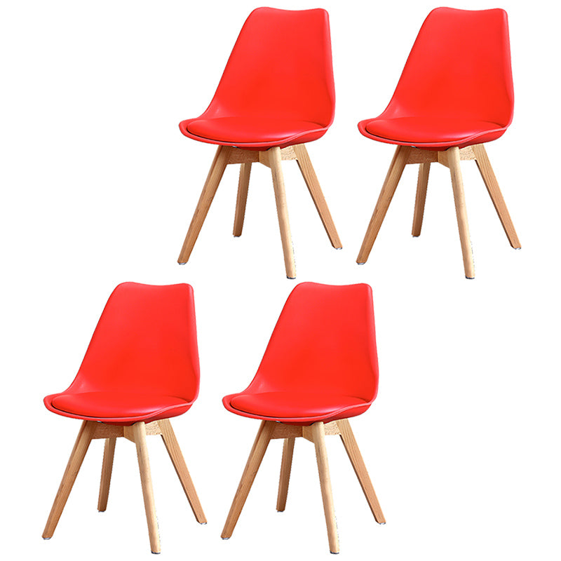 Upholstered Armless Dining Chairs Solid Back Side Chairs with Wood Legs