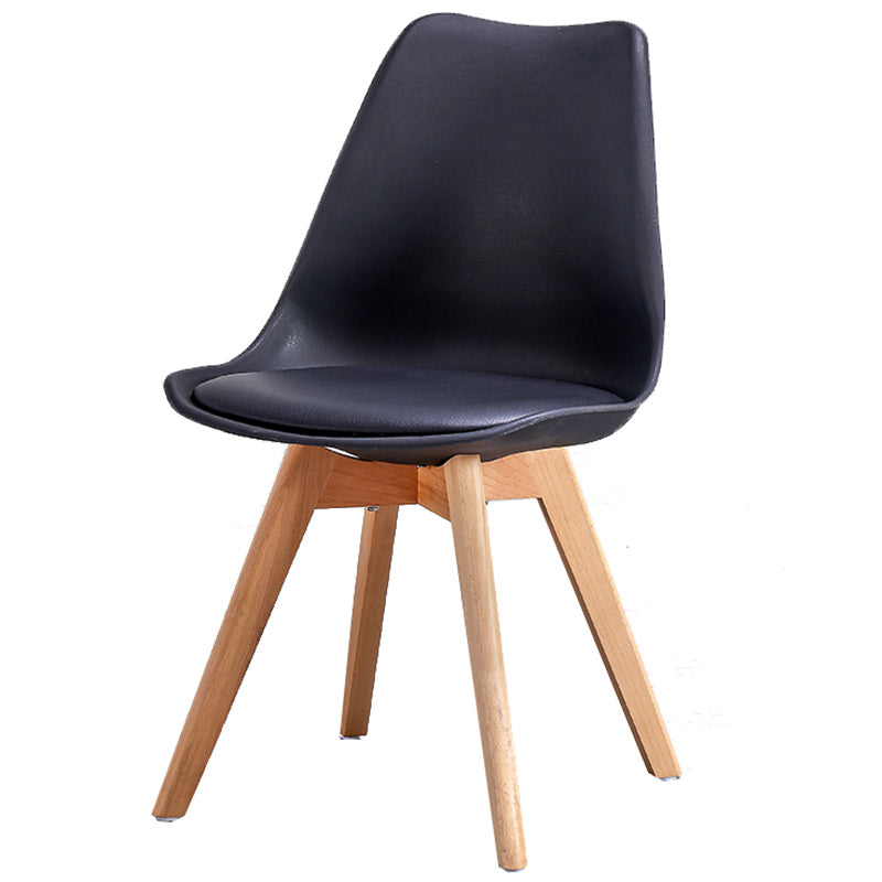 Upholstered Armless Dining Chairs Solid Back Side Chairs with Wood Legs