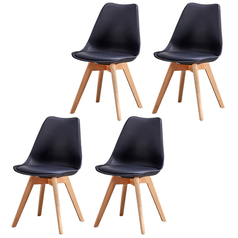 Upholstered Armless Dining Chairs Solid Back Side Chairs with Wood Legs