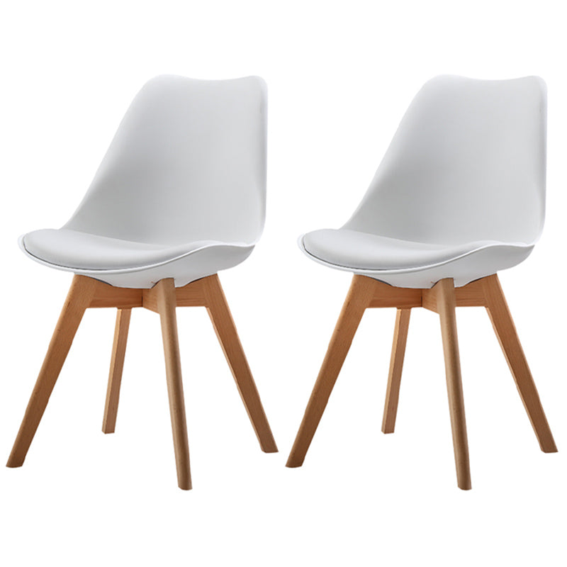 Upholstered Armless Dining Chairs Solid Back Side Chairs with Wood Legs