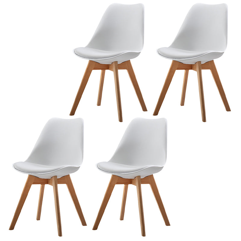 Upholstered Armless Dining Chairs Solid Back Side Chairs with Wood Legs